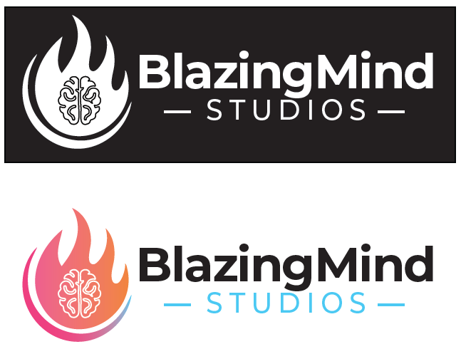 Final BlazingMind Studios brand design presentation